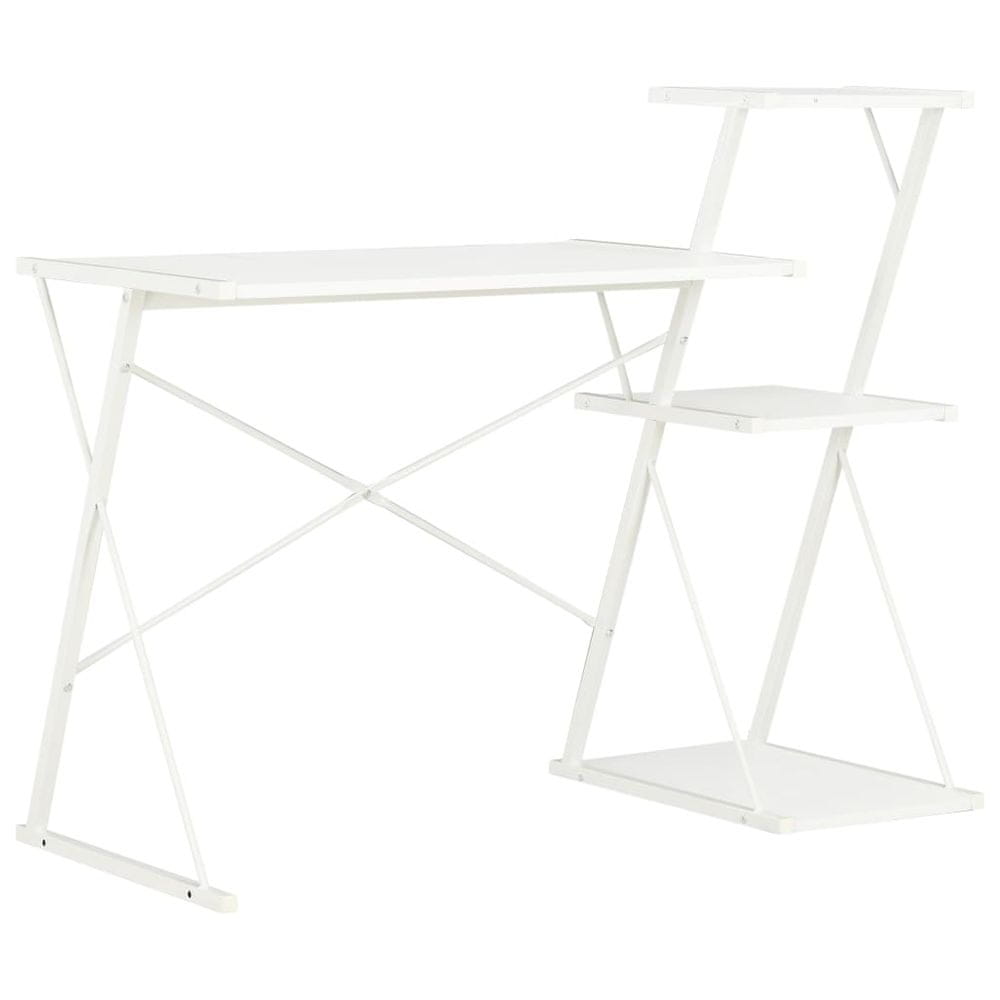 Petromila vidaXL Stôl s poličkami, biely 116x50x93 cm